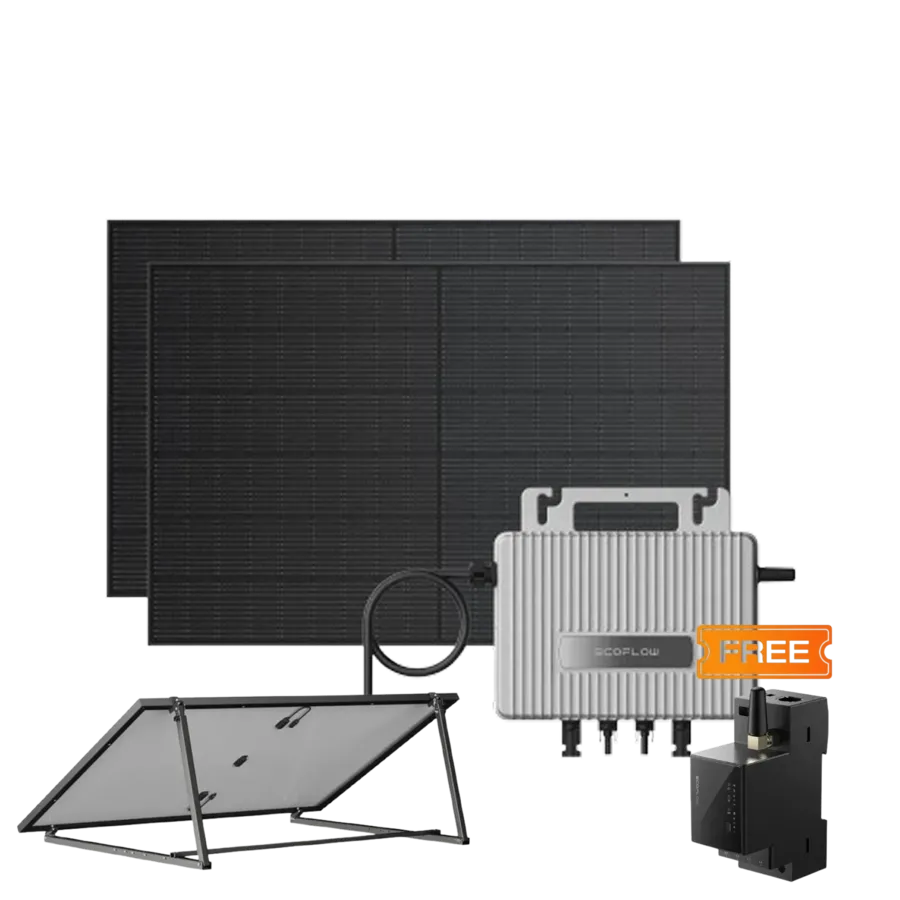 Комплект EcoFlow STREAM Microinverter/2*400W Rigid Solar Panel Combo/Розумний лічильник Smart Meter/Регульований кронштейн для кріплення сонячних панелей Ecoflow