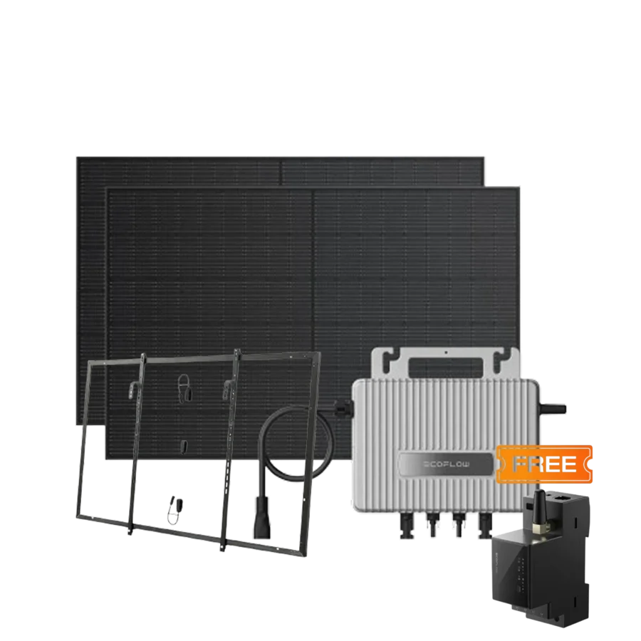 Комплект EcoFlow STREAM Microinverter/2*400W Rigid Solar Panel Combo/Розумний лічильник Smart Meter/Система кріплень для сонячних панелей Balcony Hook Kit