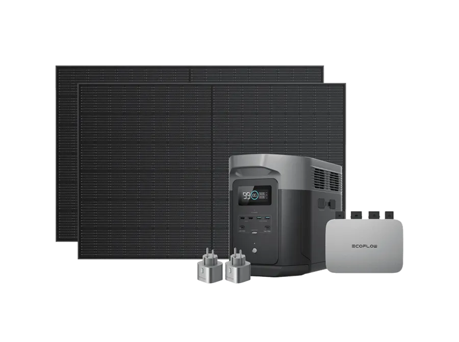 Комплект EcoFlow PowerStream - мікроінвертор 800W + зарядна станція Delta Max 2000 та сонячні панелі 2х400