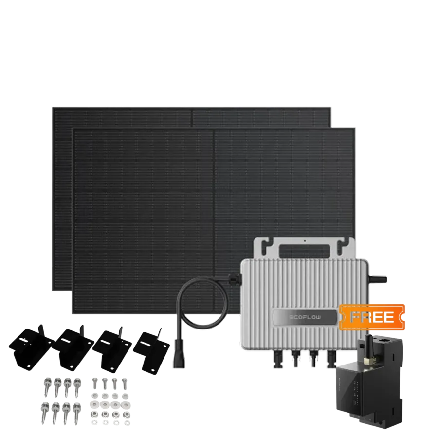Комплект EcoFlow STREAM Microinverter/2*400W Rigid Solar Panel Combo/Умный счетчик Smart Meter/Система креплений EcoFlow Rigid Solar Panel Mounting Feet